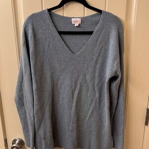 V-Neck Blue Maternity Sweater